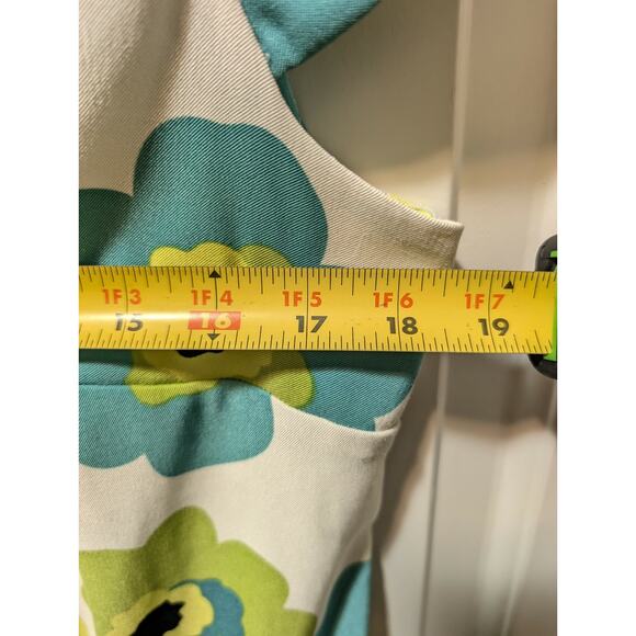 AGB 60s Style Cap Sleeve White Teal Floral Shift Dress Spring Summer Size 8 - Picture 6 of 8